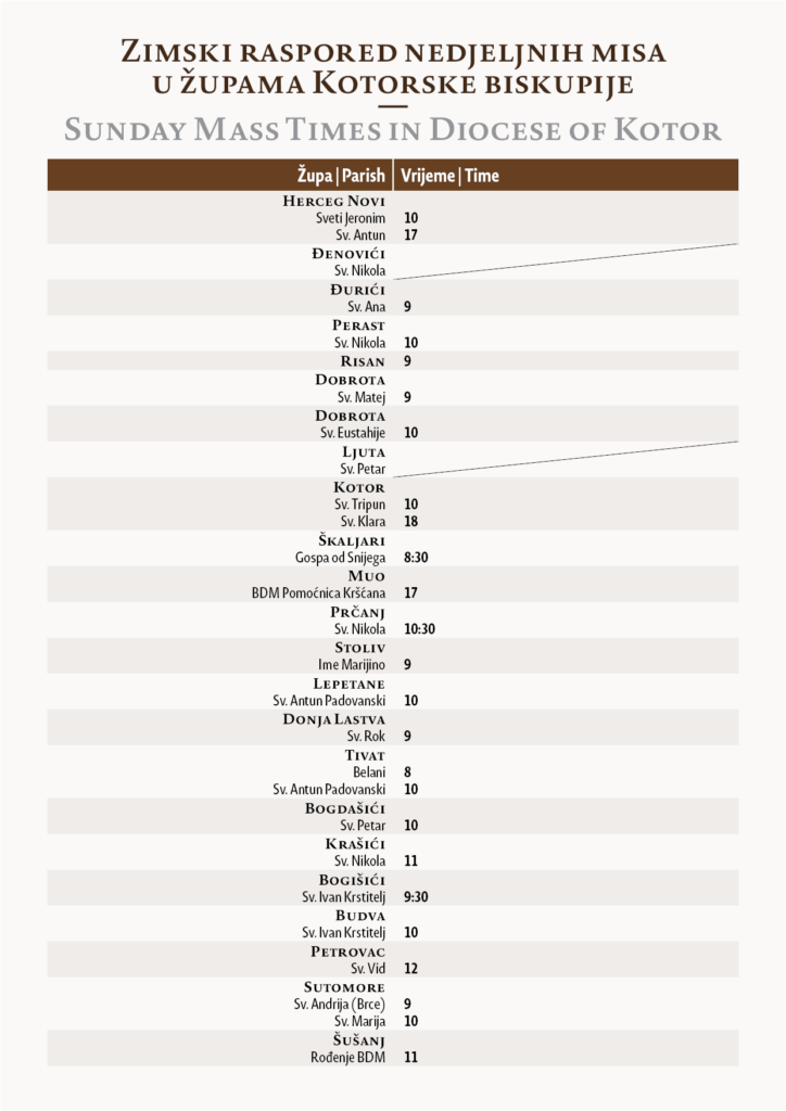 Raspored misa - zima 2023.